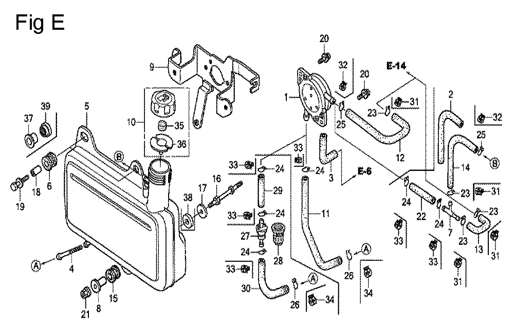 Fig-5 Diagram and Parts List for GC160A Type QDE Honda Engine