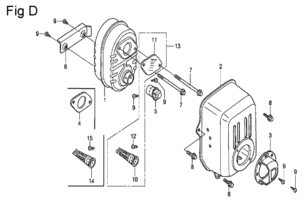 Fig-4 Diagram and Parts List for GC190A Type SHE1 Honda Engine