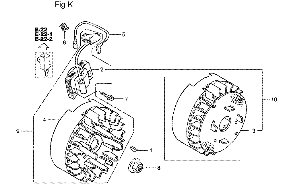 Fig-11 Diagram and Parts List for GC160LA Type VHA Honda Engine