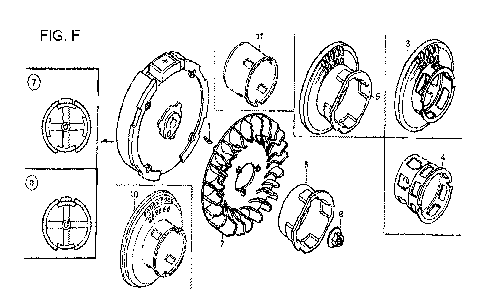Fig-6 Diagram and Parts List for GX120T1 Type QX26 Honda Engine