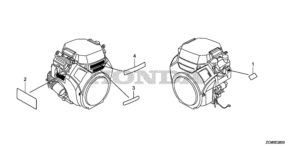 Label Diagram and Parts List for GX690RH (Type TXFC)(GCAPH-2000001-9999999) Honda Engine