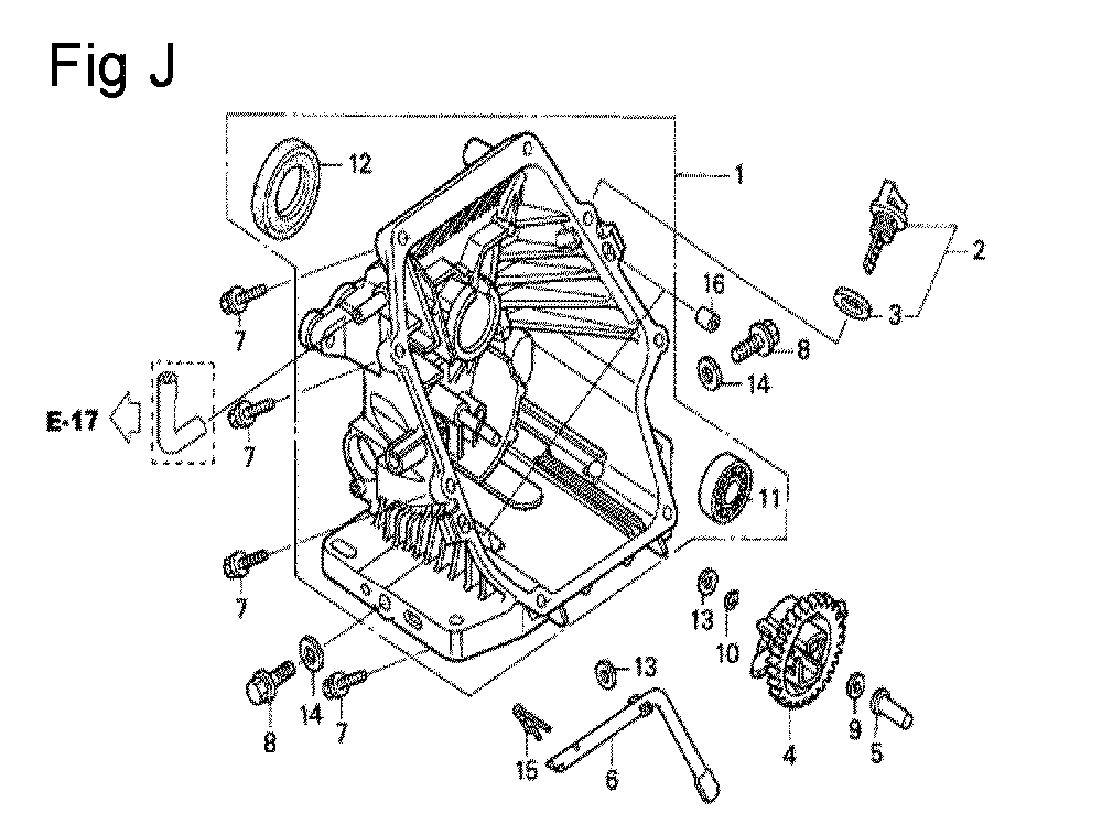 Fig-10 Diagram and Parts List for GS190A Type QBAF Honda Engine