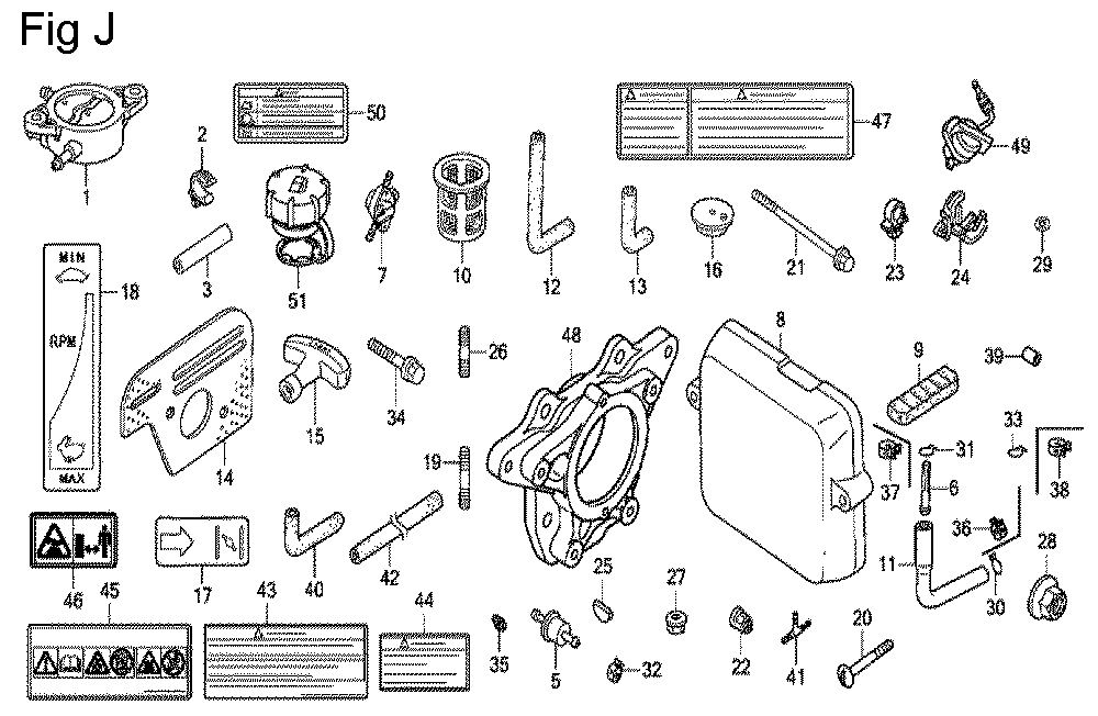 Fig-10 Diagram and Parts List for GX100U Type KRW2 Honda Engine