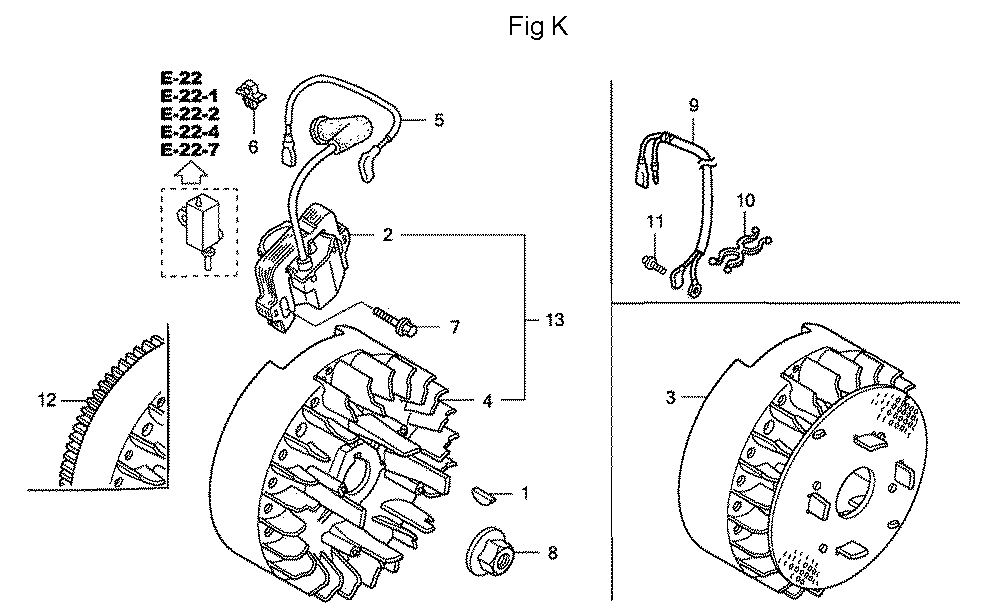 Fig-11 Diagram and Parts List for GC160A Type QEA Honda Engine