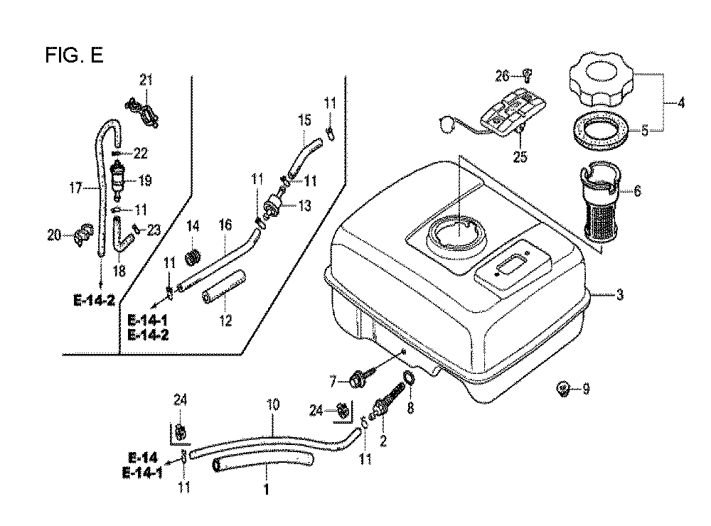 Fig-5 Diagram and Parts List for GX120T1 Type TX2 Honda Engine
