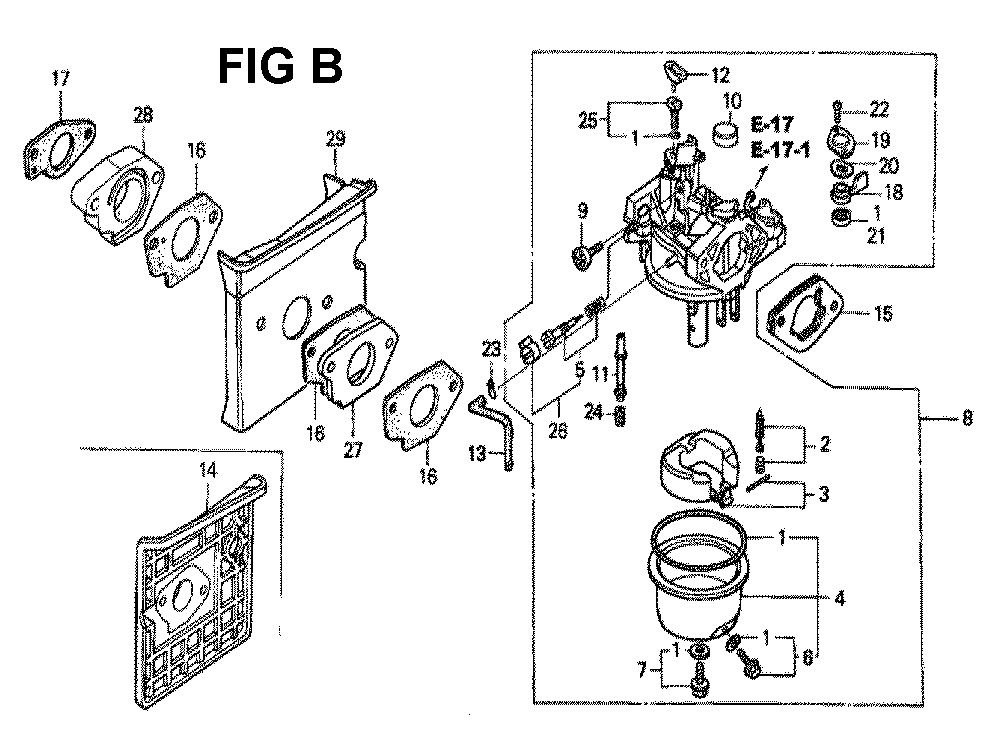 Fig-11 Diagram and Parts List for GXV340K2 Type DNE6 Honda Engine