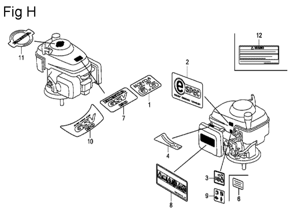 Fig-8 Diagram and Parts List for GSV190A Type A1G7 Honda Engine