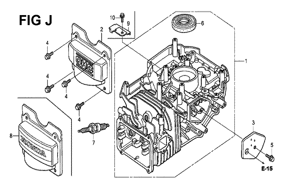 Fig-10 Diagram and Parts List for GCV190LA Type G5B Honda Engine