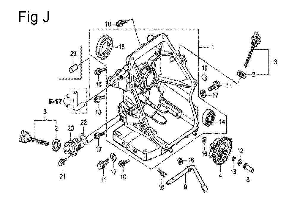 Fig-10 Diagram and Parts List for GC160 Type SHE3 Honda Engine