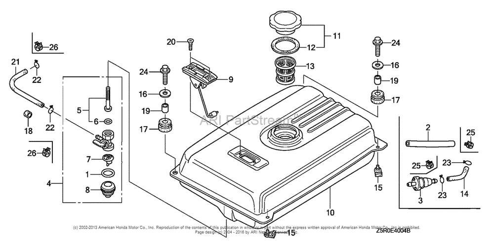 Other Parts (Fuel Tank) Diagram and Parts List for GX390R2 (typePXM8)(GCBHK-1000001) Honda Engine