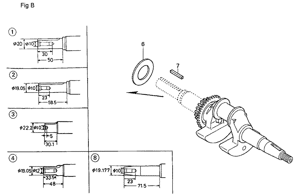 Fig-2 Diagram and Parts List for GC190A Type QHA1 Honda Engine