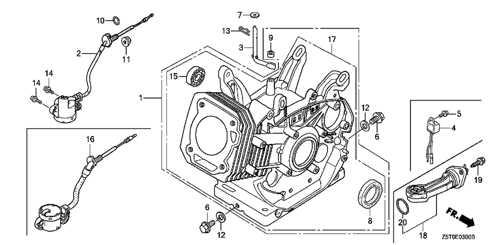 Cylinder Barrel Diagram and Parts List for GX390UT2 (Type  QAE2/A)(GCBCT-3000001 - 9999999) Honda Engine