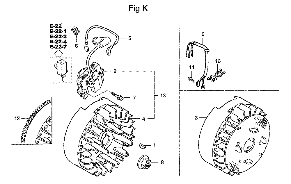 Fig-11 Diagram and Parts List for GC160A Type DEAF Honda Engine