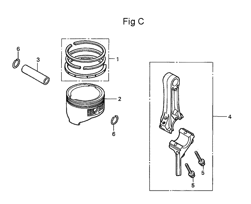 Fig-3 Diagram and Parts List for GC160A Type DEAF Honda Engine
