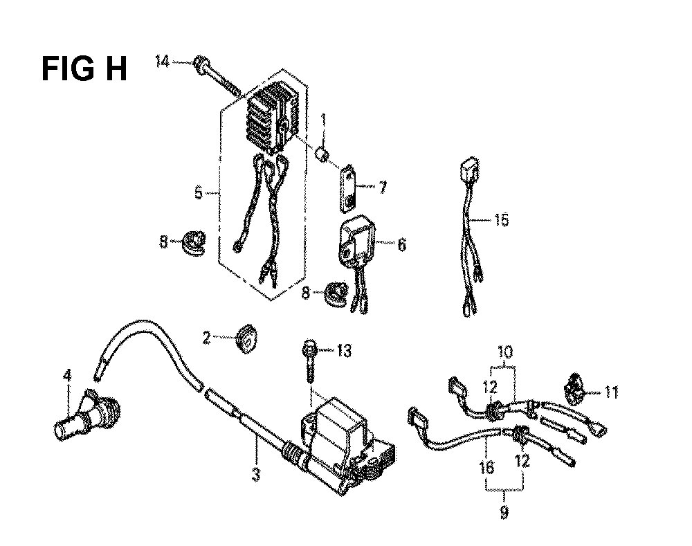 Fig-7 Diagram and Parts List for GXV340K2 Type DN4 Honda Engine