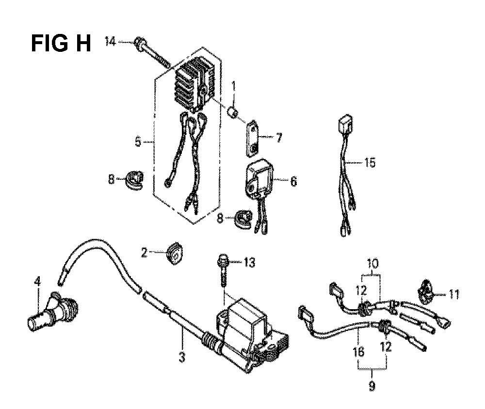 Fig-1 Diagram and Parts List for GXV340K2 Type DNE6 Honda Engine