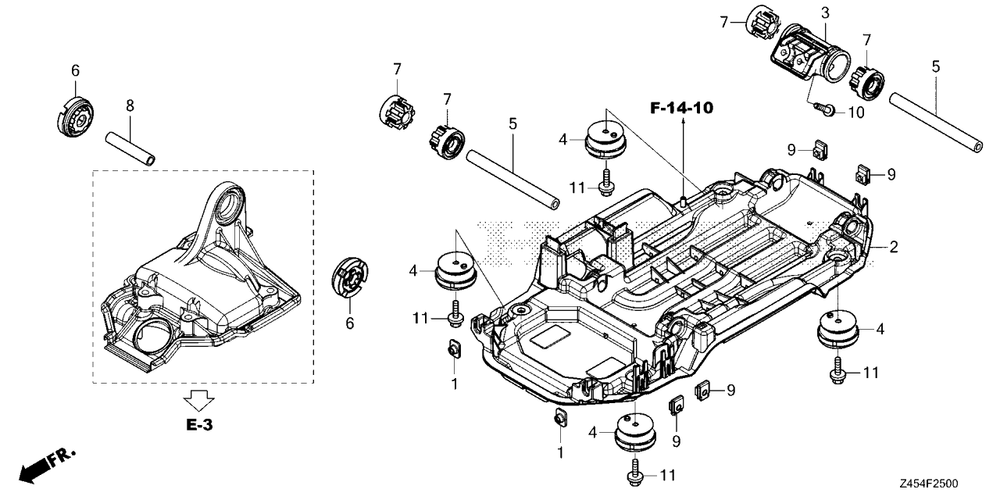 Base Frame Diagram and Parts List for EU3200I (Type  AC)(EBKJ-1000001 - 9999999) Honda Generator