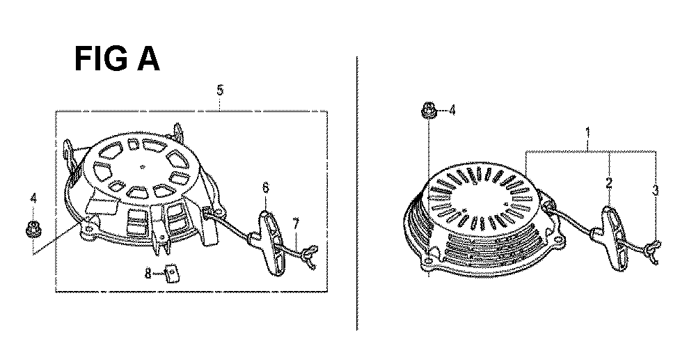 Fig-1 Diagram and Parts List for GCV190LA Type N5B Honda Engine