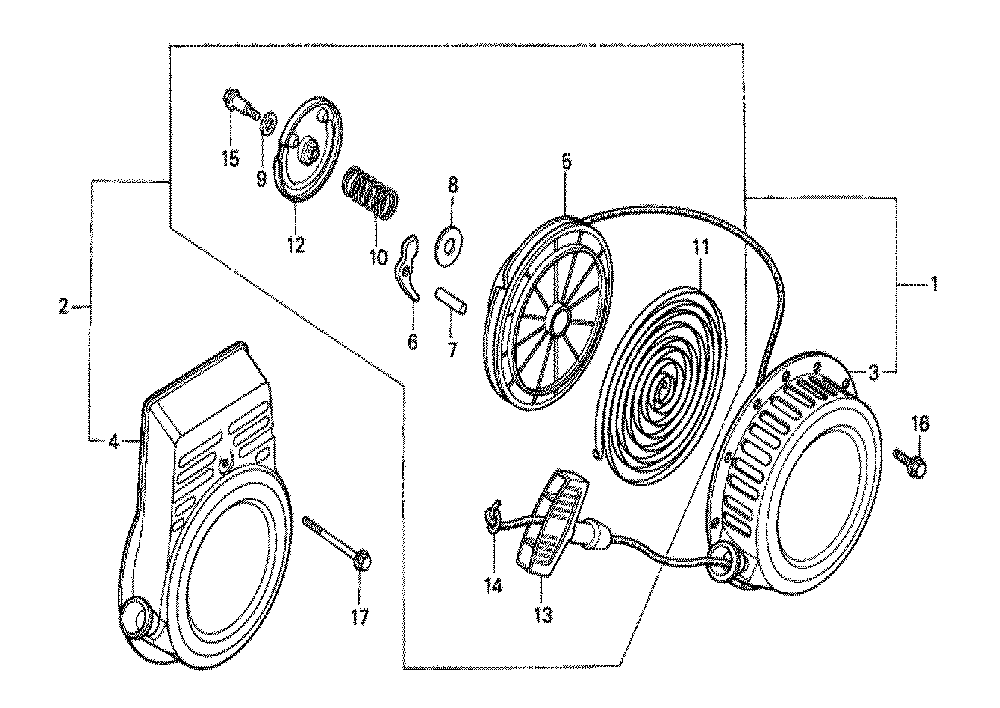 Fig-0 Diagram and Parts List for G100K1 Type ST Honda Engine