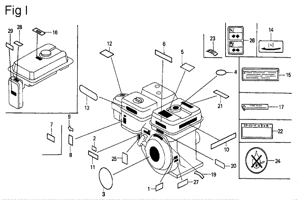 Fig-8 Diagram and Parts List for GX200 Type VX4P Honda Engine