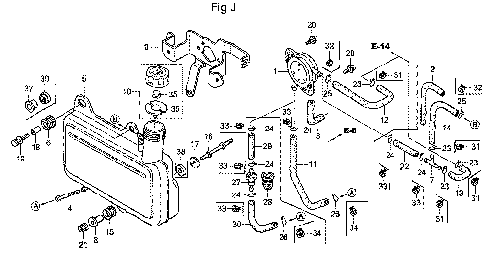 Fig-10 Diagram and Parts List for GC160A Type QHAJ Honda Engine