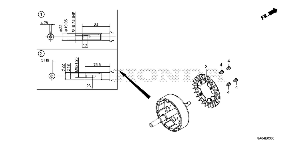 Rotor Diagram and Parts List for GXE20H (Type S3)(GMABK-1000001-9999999) Honda Engine