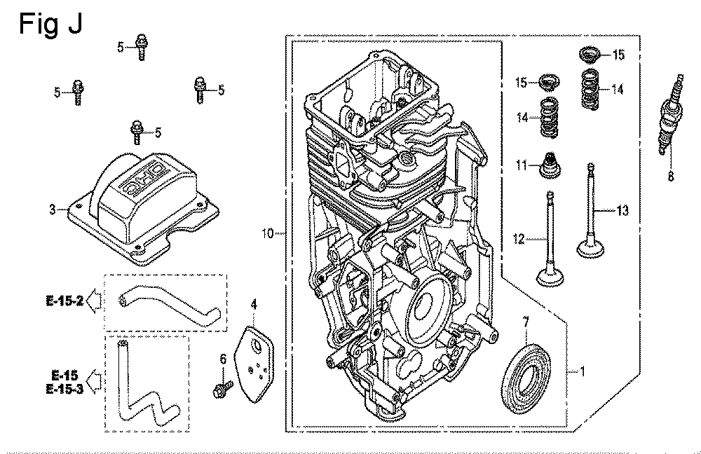 Fig-10 Diagram and Parts List for GC135 Type VXE Honda Engine