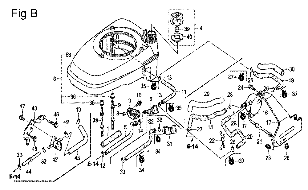 Fig-2 Diagram and Parts List for GCV160A Type E1G7 Honda Engine