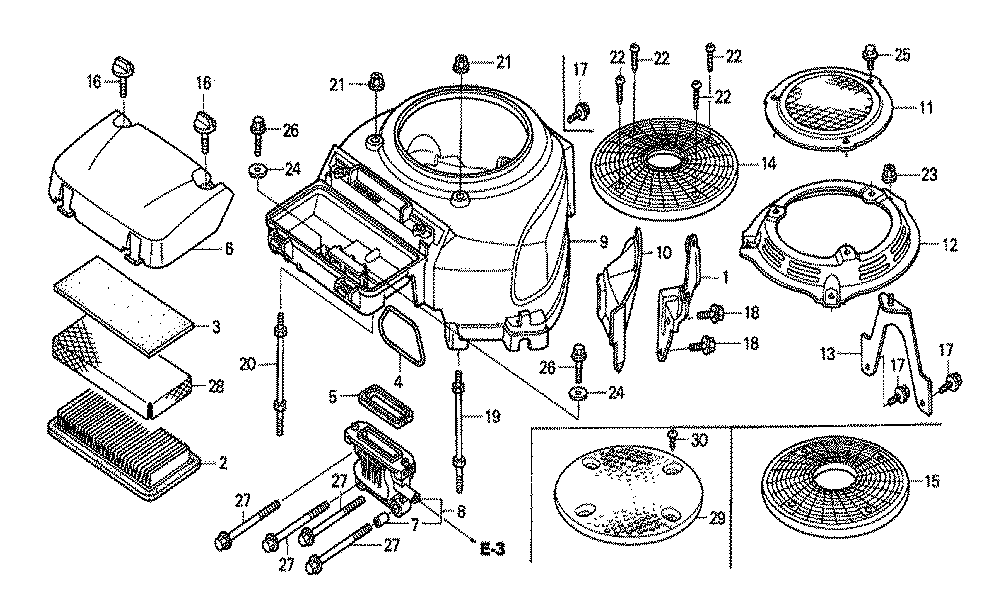 Fig-0 Diagram and Parts List for GXV530 Type SXE3A Honda Engine