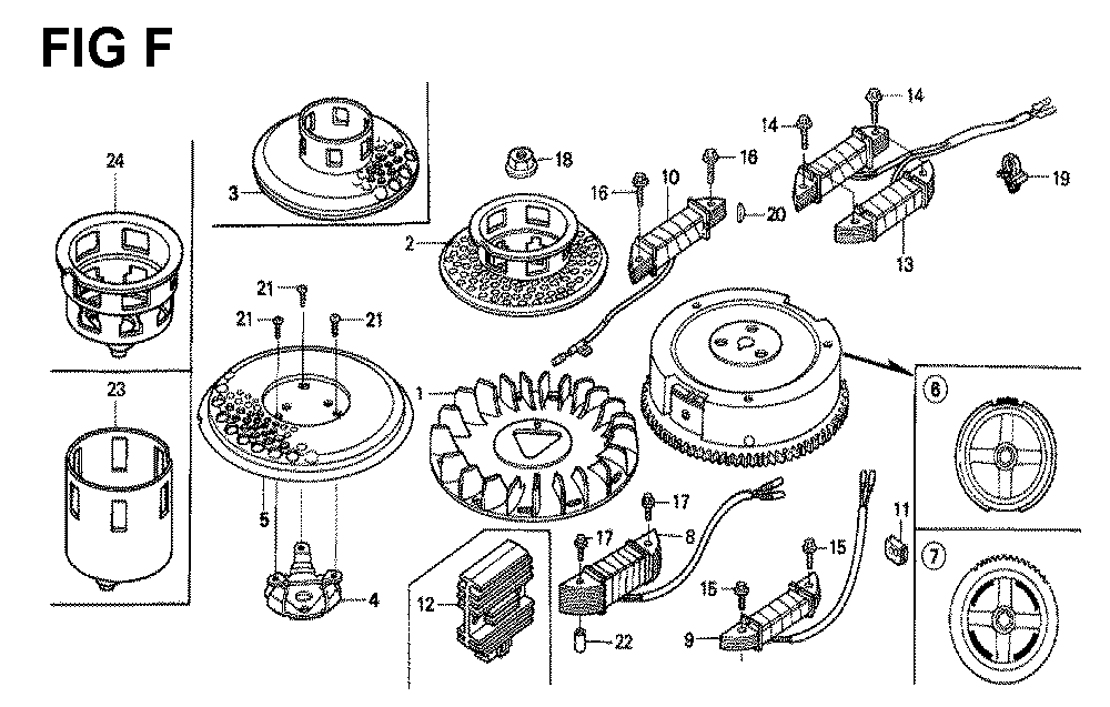 Fig-6 Diagram and Parts List for GXV340K1 Type DA4 Honda Engine