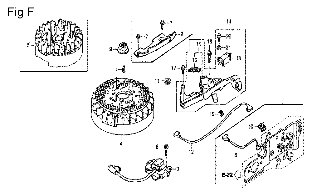 Fig-6 Diagram and Parts List for GCV135 Type A1A Honda Engine