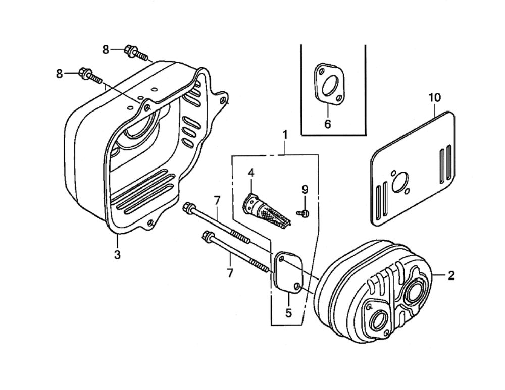 Muffler Diagram and Parts List for GCV190-LABHH  Honda Engine