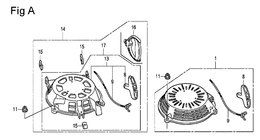 Fig-1 Diagram and Parts List for GCV160A Type A2A Honda Engine