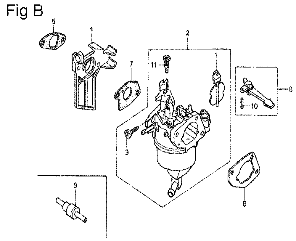 Fig-15 Diagram and Parts List for GX200 Type VX4P Honda Engine