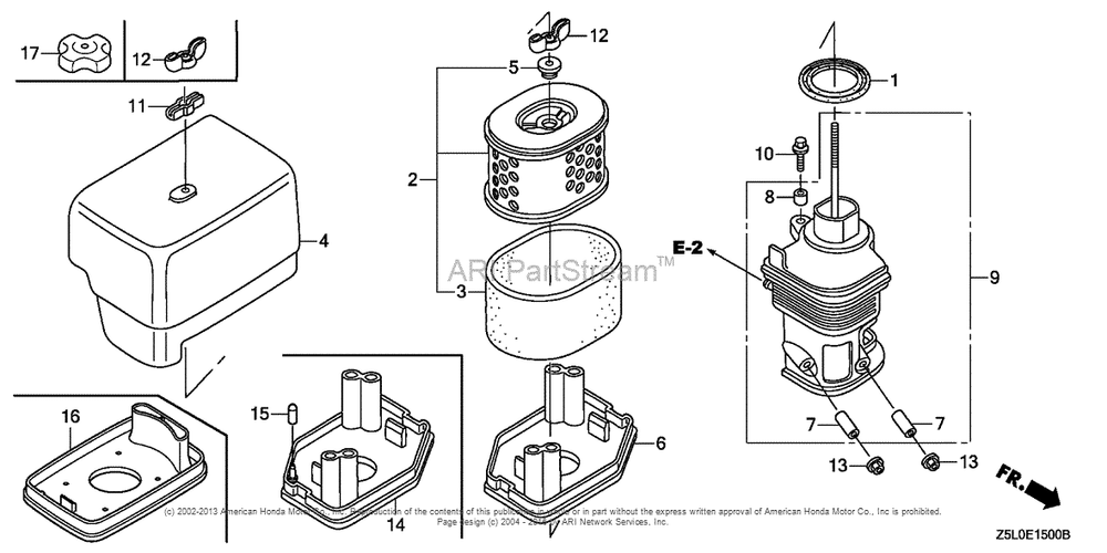 Air Cleaner (1) Diagram and Parts List for GX340U2 (typeSMX2)(GCBKK-1000001) Honda Engine