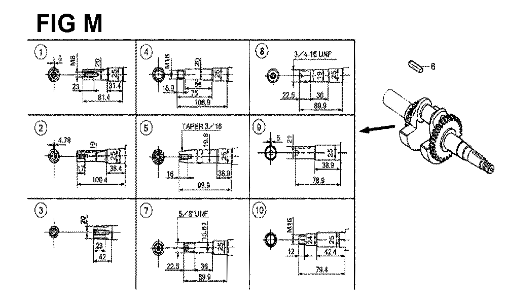 Fig-6 Diagram and Parts List for GX160H1 Type QX3 Honda Engine