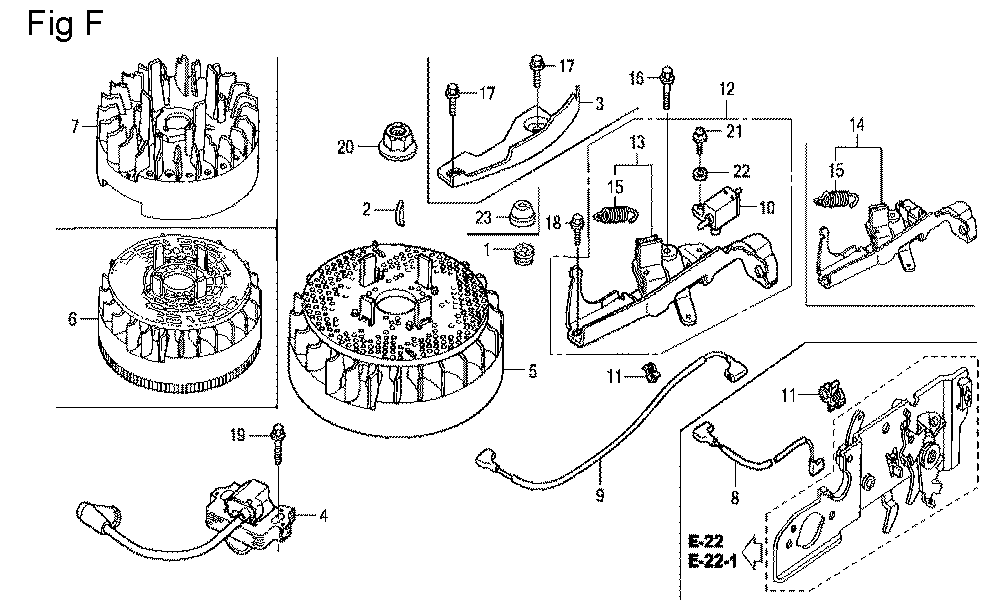 Fig-6 Diagram and Parts List for GCV160LA Type N7A1 Honda Engine