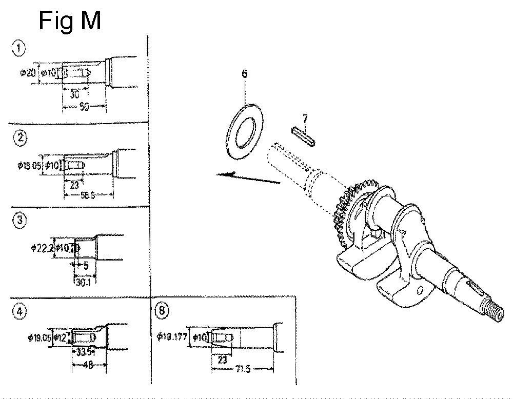 Fig-13 Diagram and Parts List for GC190A Type VXE Honda Engine