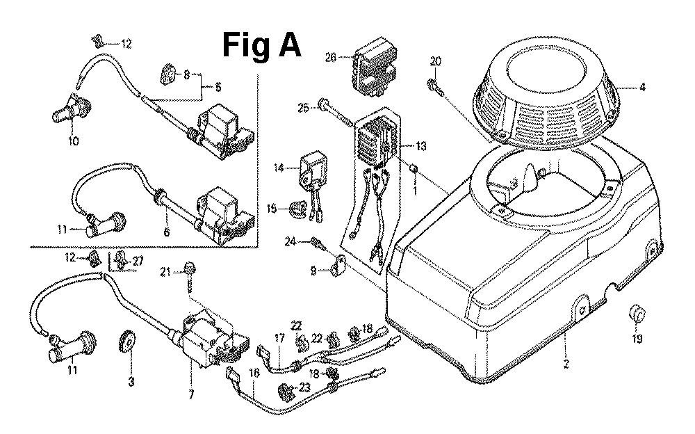 Fig-1 Diagram and Parts List for GXV270 Type DNE Honda Engine