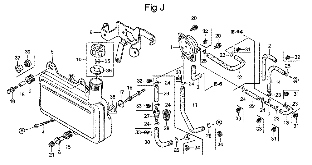 Fig-10 Diagram and Parts List for GC160A Type QBC Honda Engine