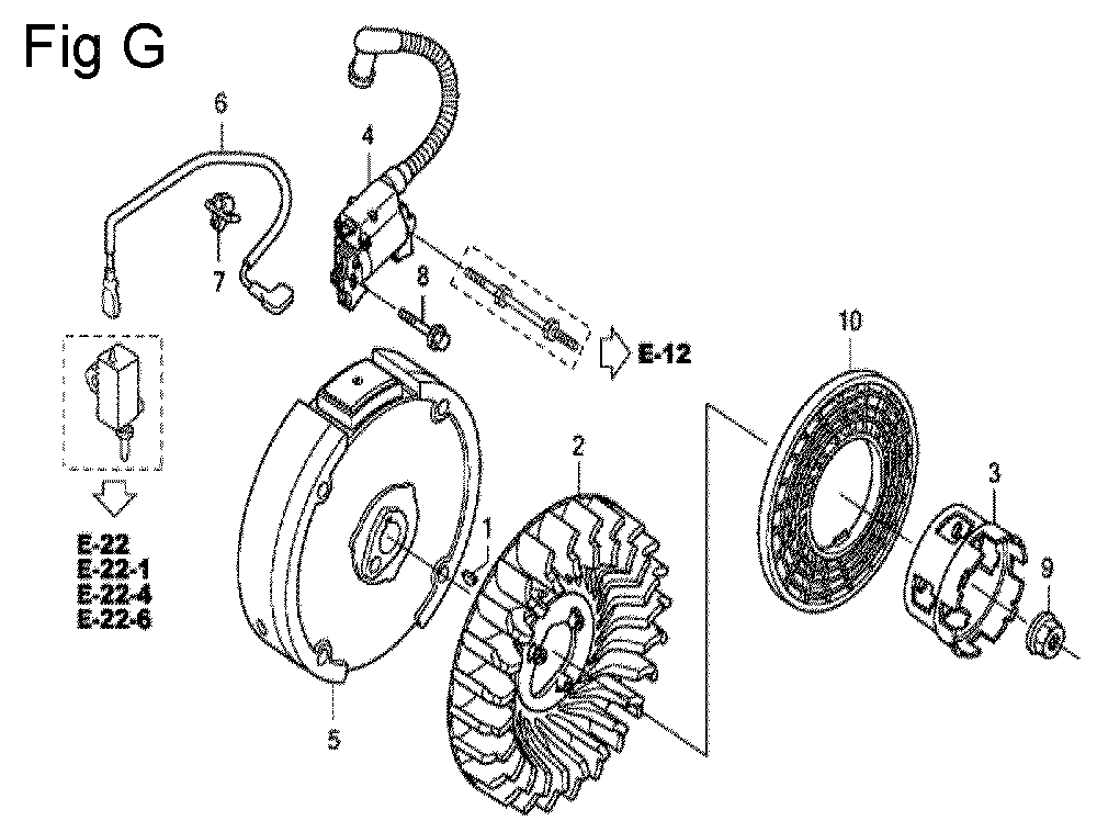 Fig-7 Diagram and Parts List for GC190A Type QHE5 Honda Engine