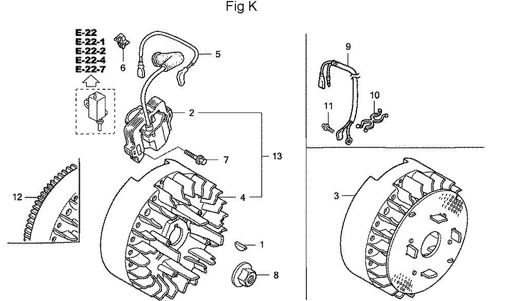 Fig-11 Diagram and Parts List for GC160A Type QHA1 Honda Engine