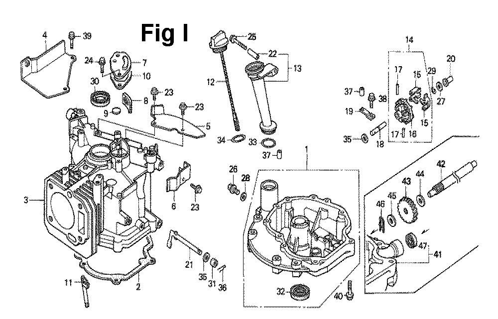 Fig-12 Diagram and Parts List for GXV140 Type N2M Honda Engine