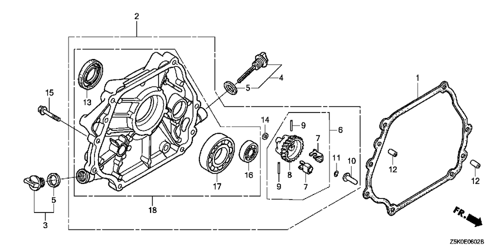 Crankcase Cover (3) Diagram and Parts List for GX270UT2 (Type  PAE2/A)(GCBGT-2000001 - 2258490) Honda Engine