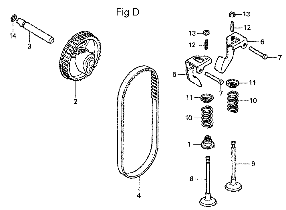 Fig-4 Diagram and Parts List for GC190A Type QHA2 Honda Engine