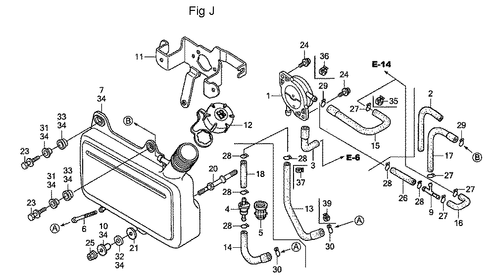 Fig-10 Diagram and Parts List for GC160LA Type VHA Honda Engine