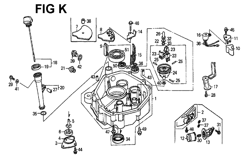 Fig-8 Diagram and Parts List for GXV340K1 Type DN3 Honda Engine
