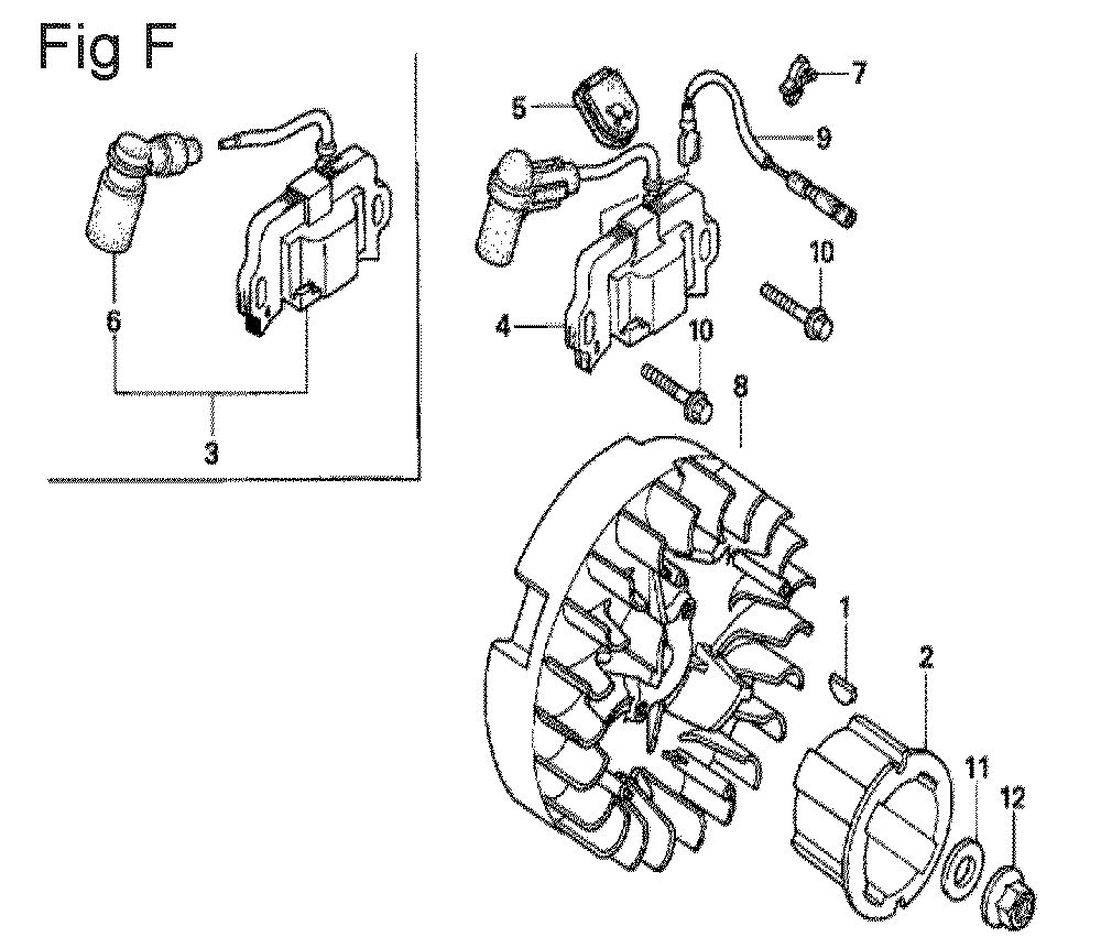Fig-6 Diagram and Parts List for GX100U Type VE3 Honda Engine