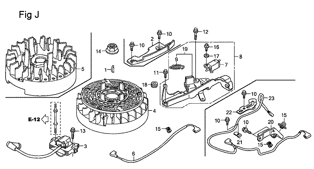 Fig-10 Diagram and Parts List for GSV190A Type BHH Honda Engine