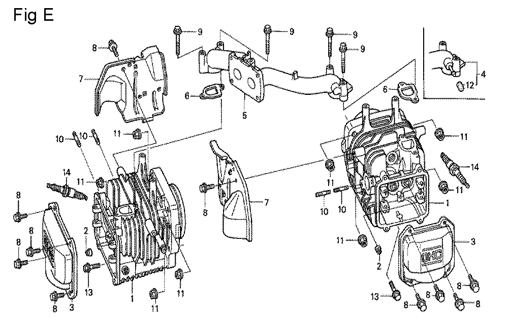 Fig-5 Diagram and Parts List for GCV530 Type QEA1A Honda Engine